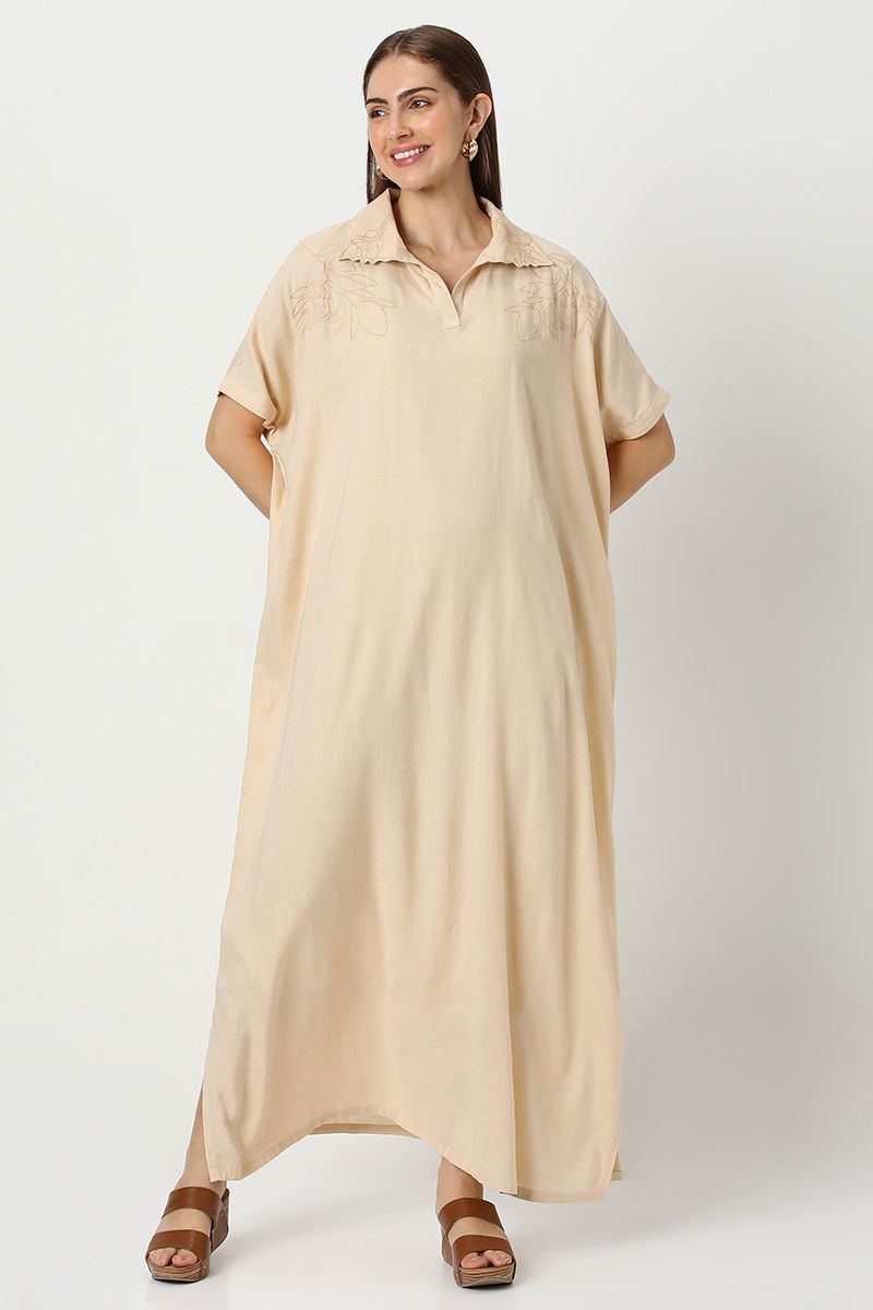 women maxi dress with embroidery