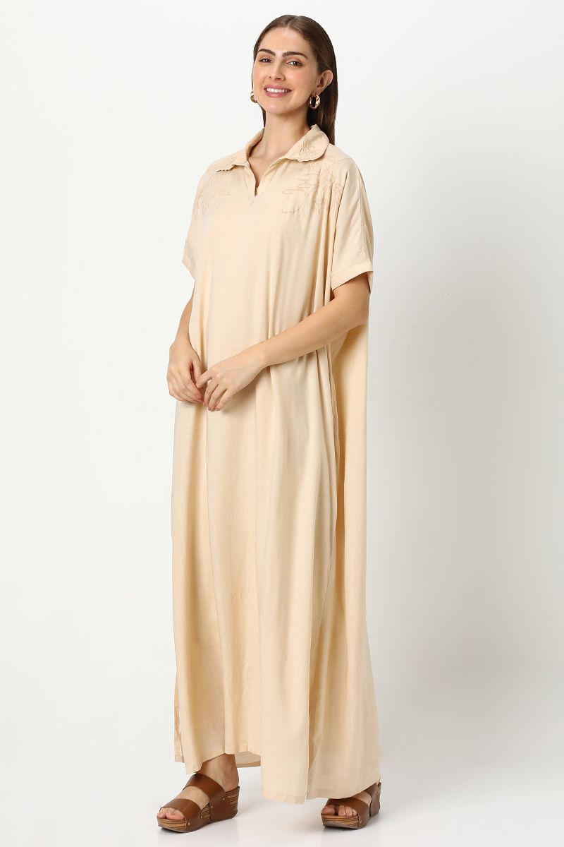 women maxi dress with embroidery