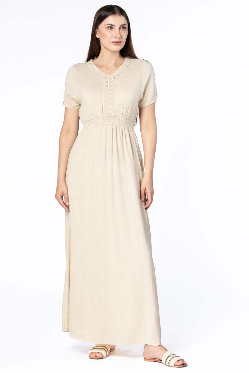 فستان نسائي ماكسي بتطريز دانتيل