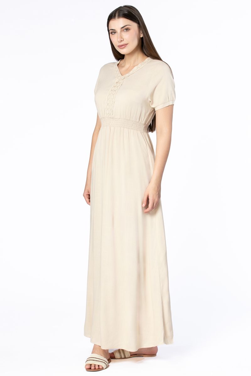 فستان نسائي ماكسي بتطريز دانتيل
