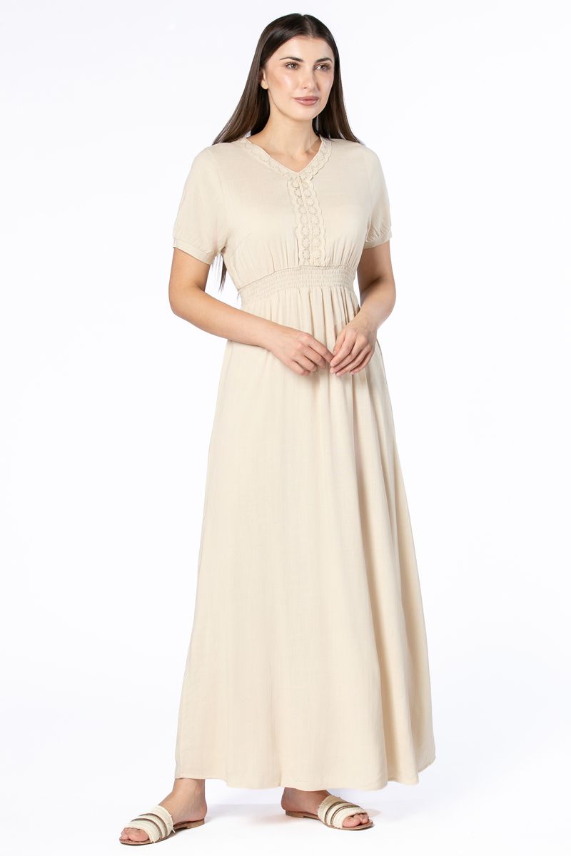 فستان نسائي ماكسي بتطريز دانتيل