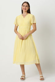 فستان نسائي مخطط برباط خلفي