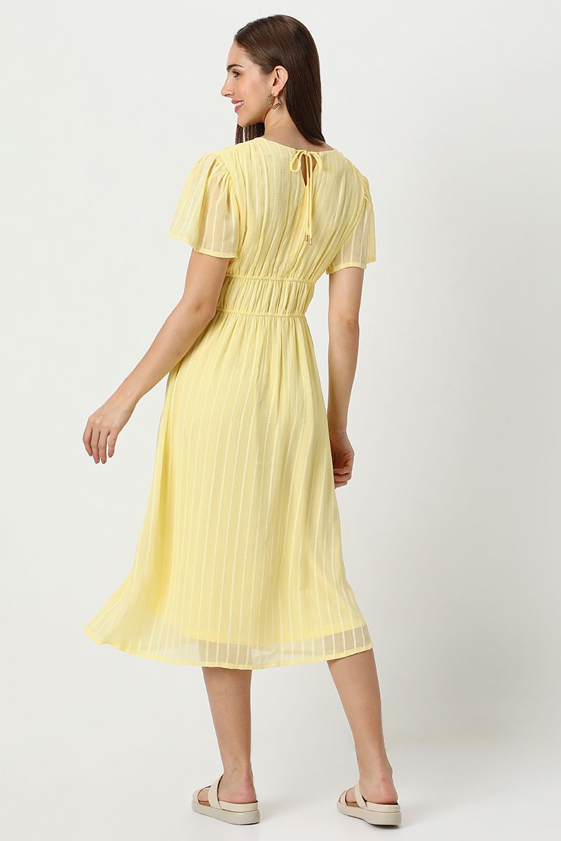 فستان نسائي مخطط برباط خلفي