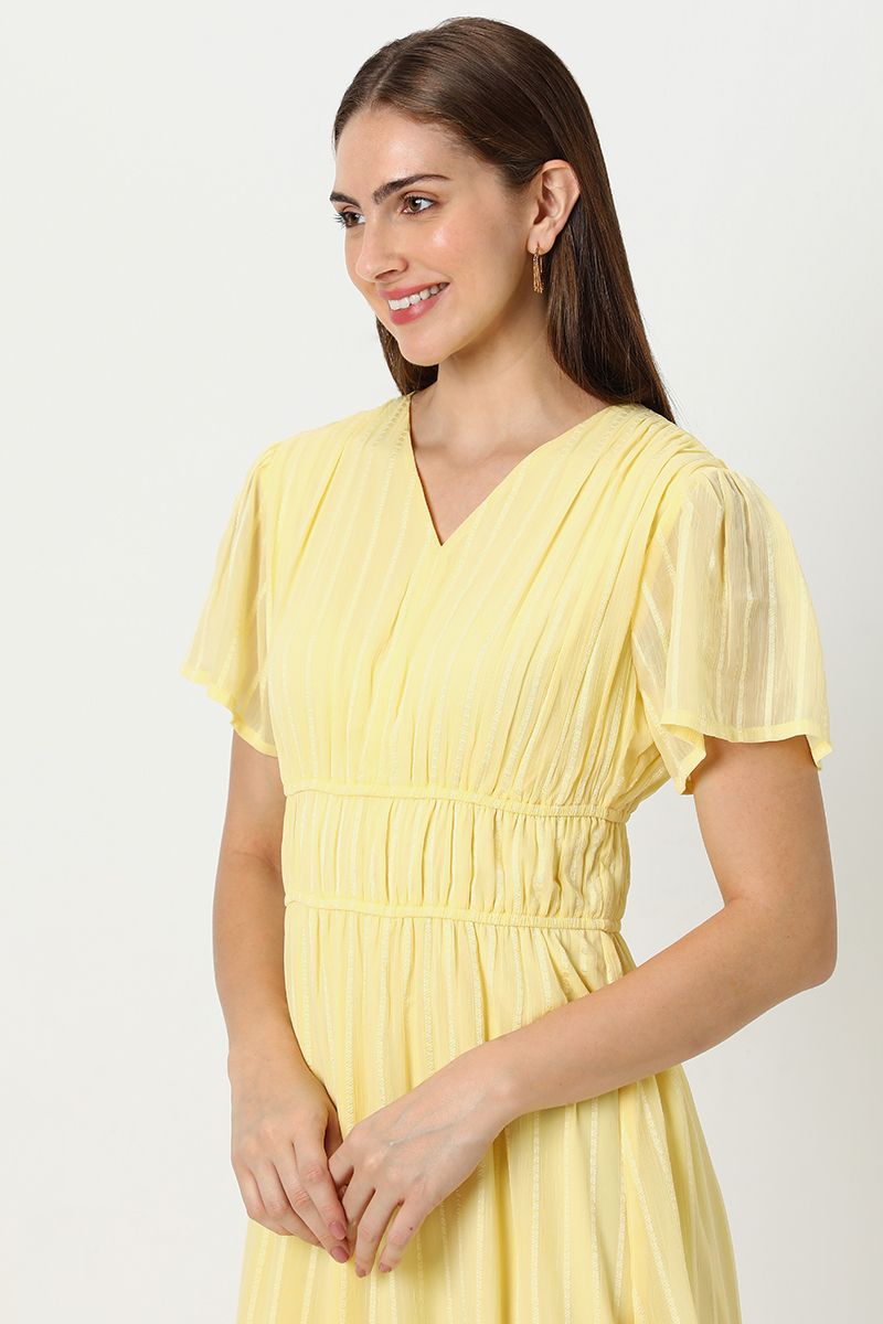 فستان نسائي مخطط برباط خلفي