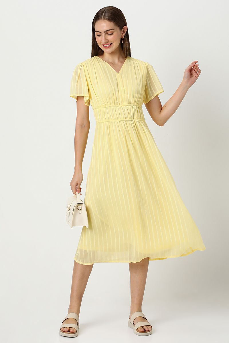 فستان نسائي مخطط برباط خلفي