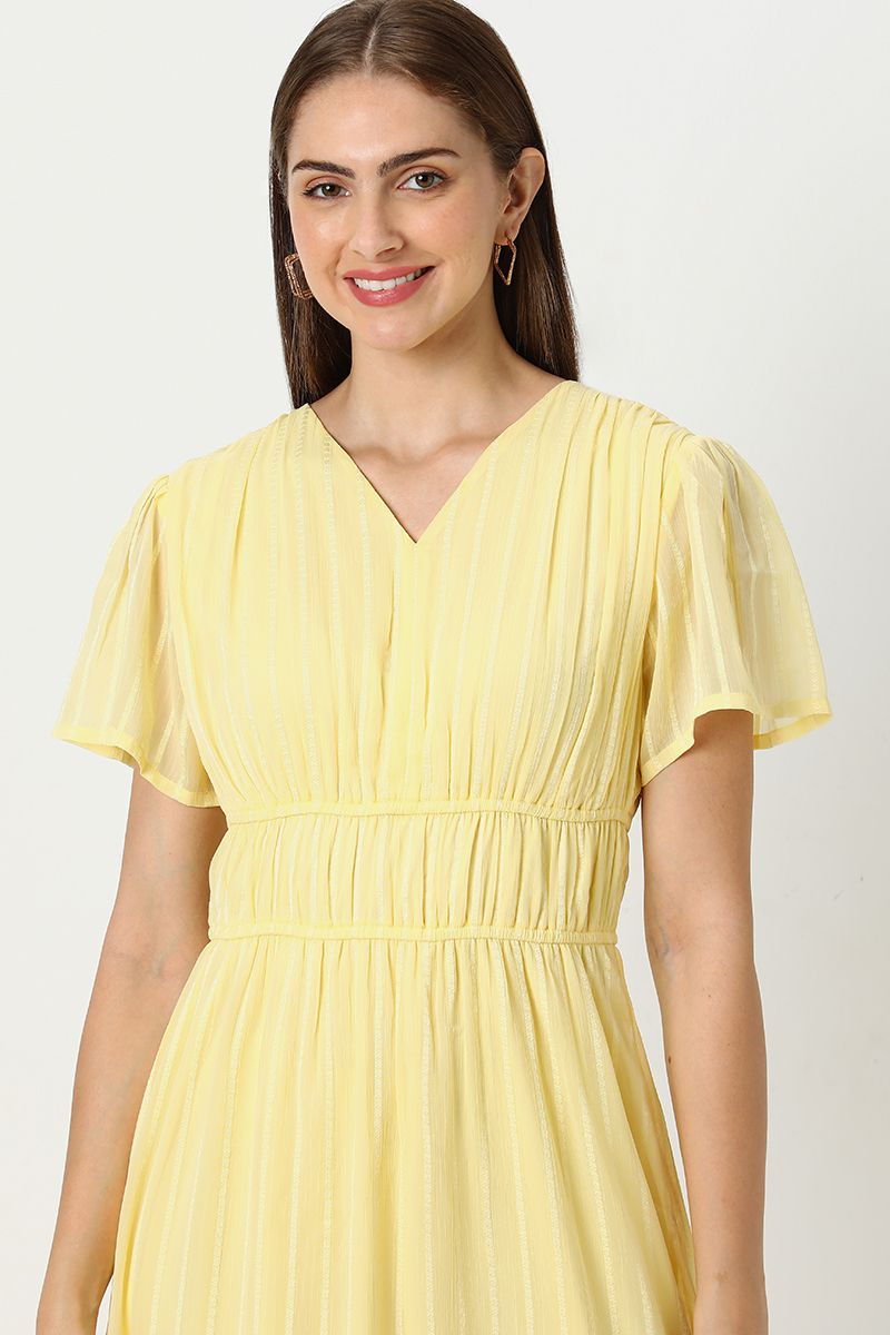 فستان نسائي مخطط برباط خلفي