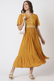 women longline dress with embroidery
