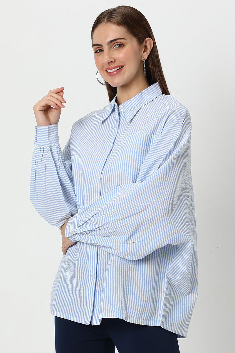 قميص نسائي مخطط بقصة فضفاضة