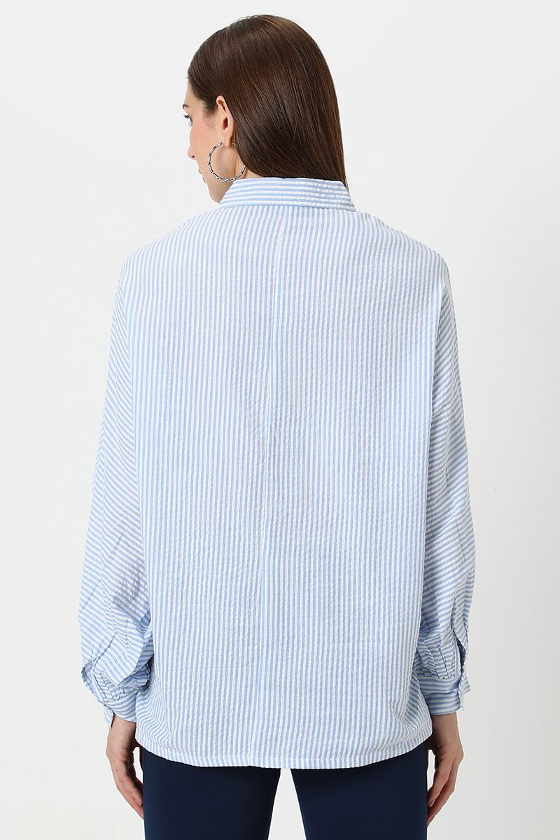 قميص نسائي مخطط بقصة فضفاضة