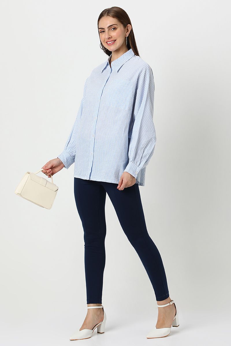 قميص نسائي مخطط بقصة فضفاضة