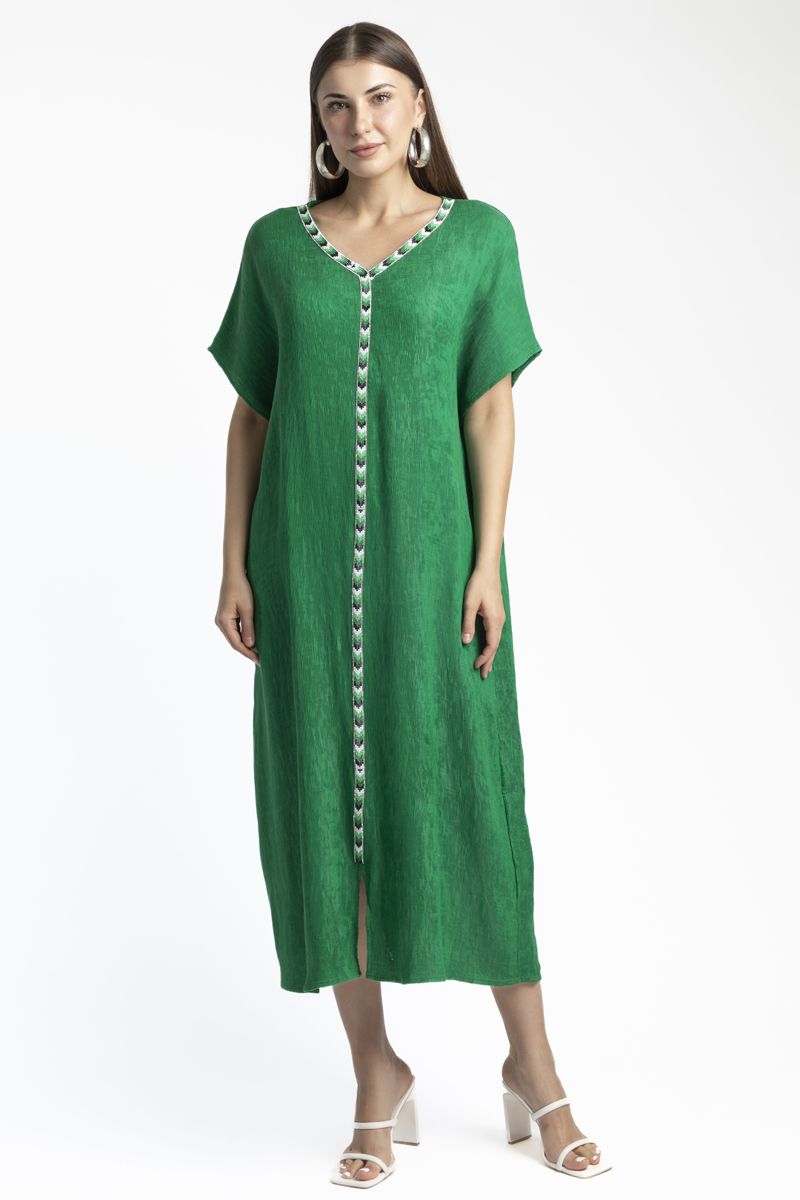 فستان نسائي بخامة منقوشة لليوم الوطني