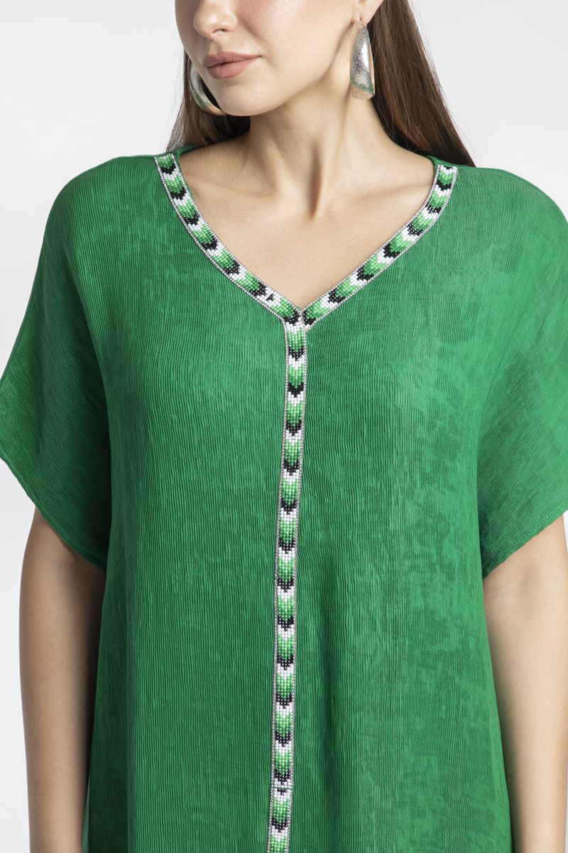 فستان نسائي بخامة منقوشة لليوم الوطني