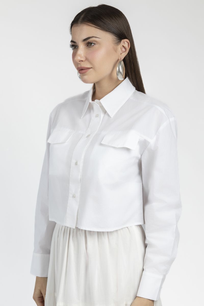 national day solid colored cropped women shirt