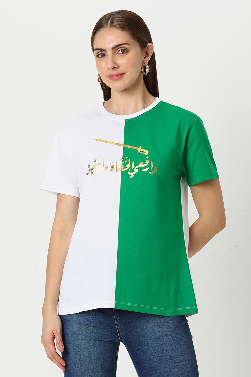 national day contrast women t-shirt with print