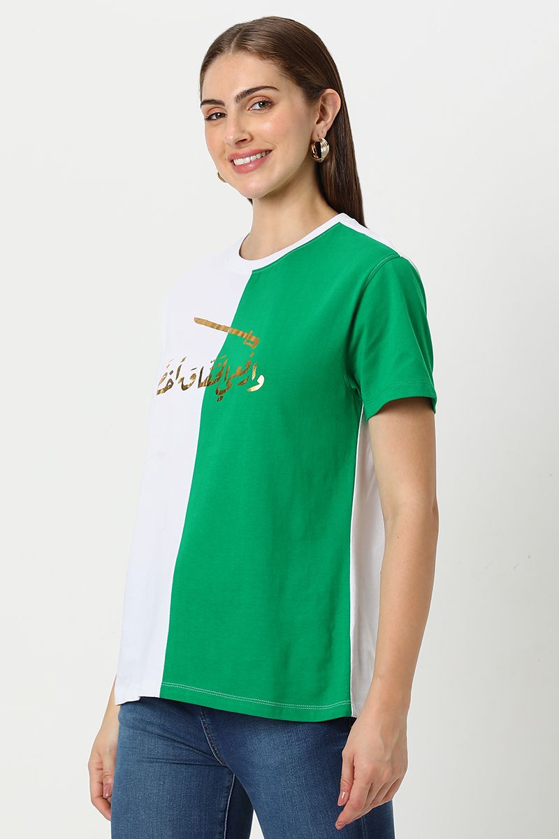 national day contrast women t-shirt with print