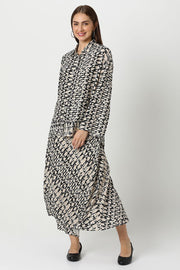 women abstract printed longline skirt