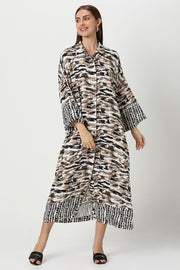 women abstract printed shirt dress