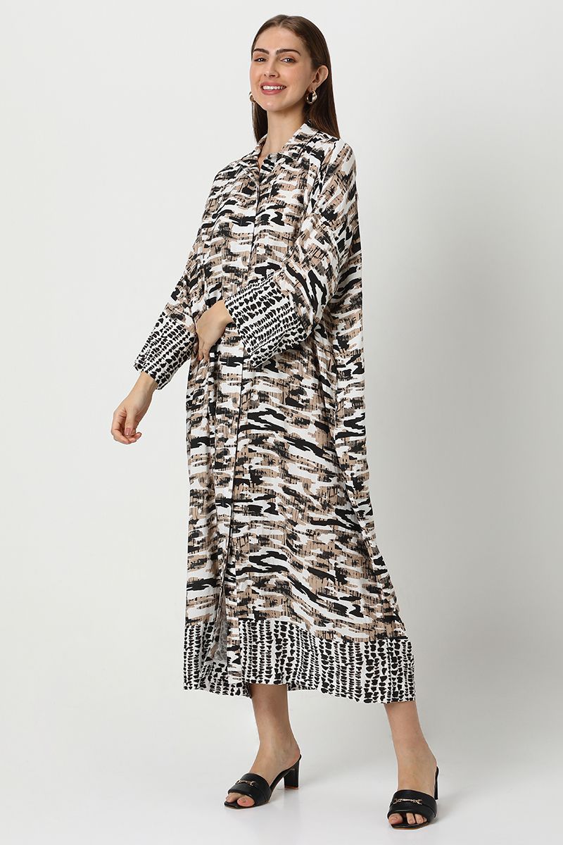 women abstract printed shirt dress