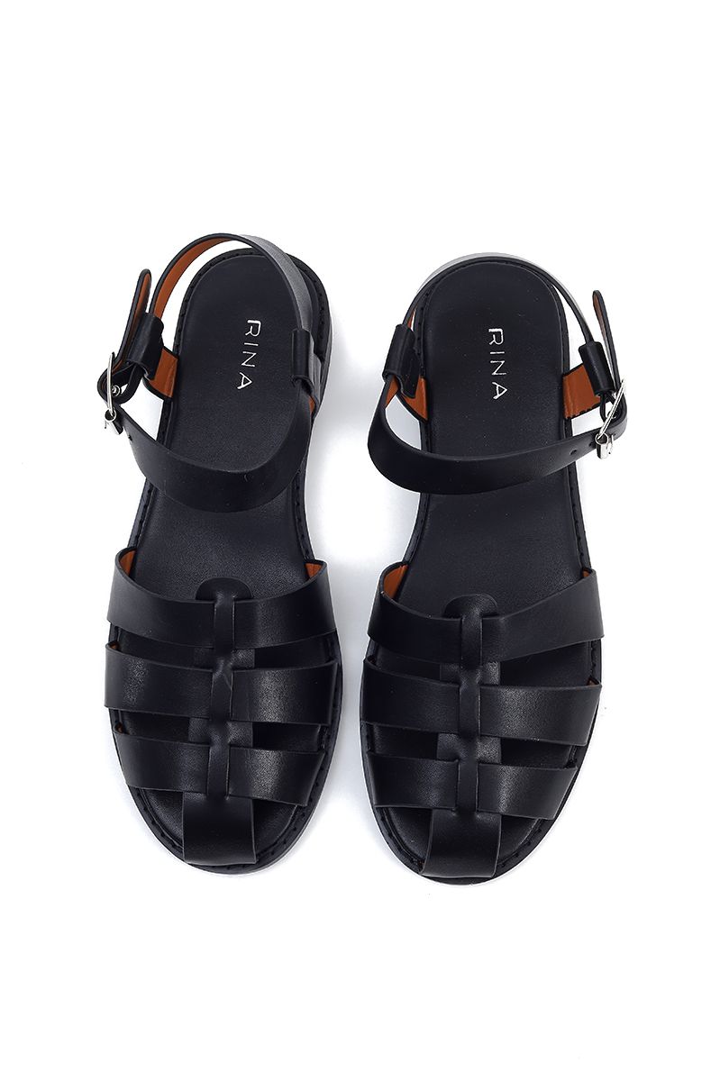 women flat sandal with crossed straps