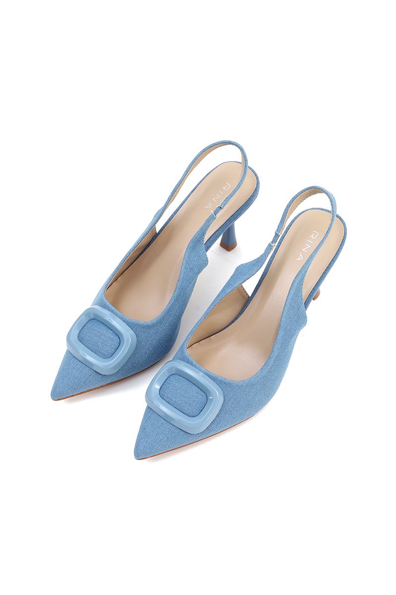 classic women heeled shoes with elastic strap