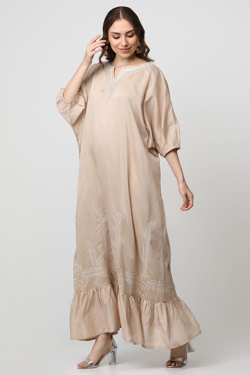 women maxi dress with embroidery