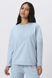 solid colored women sweatshirt with front zipper