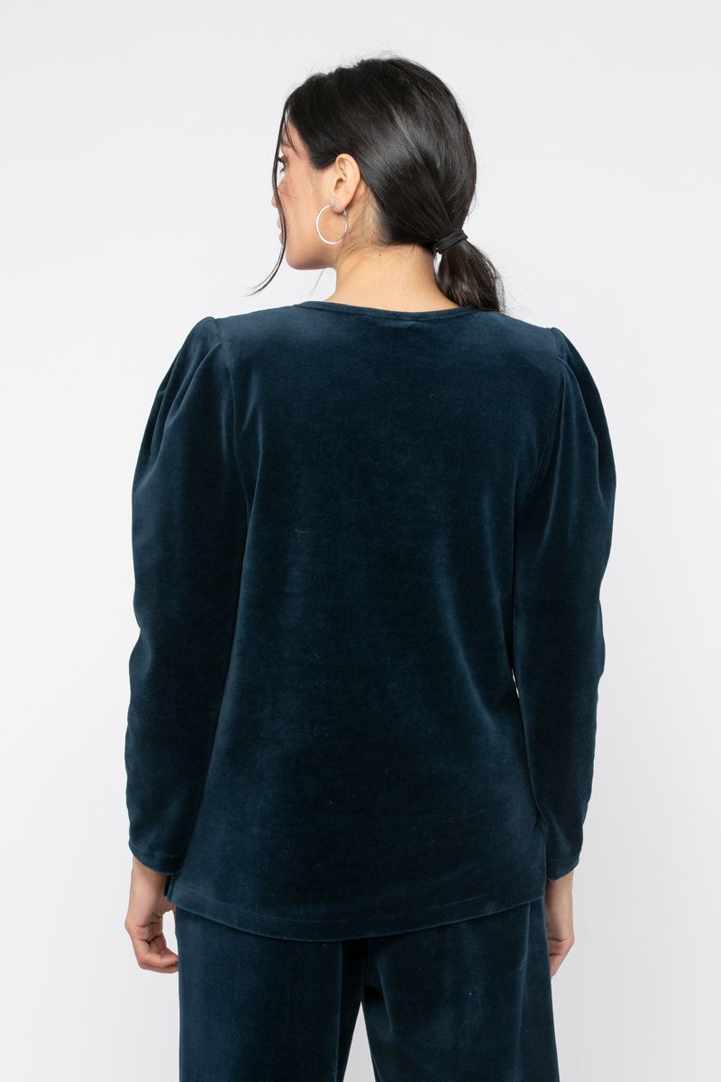 velvet fabric women top with embroidery