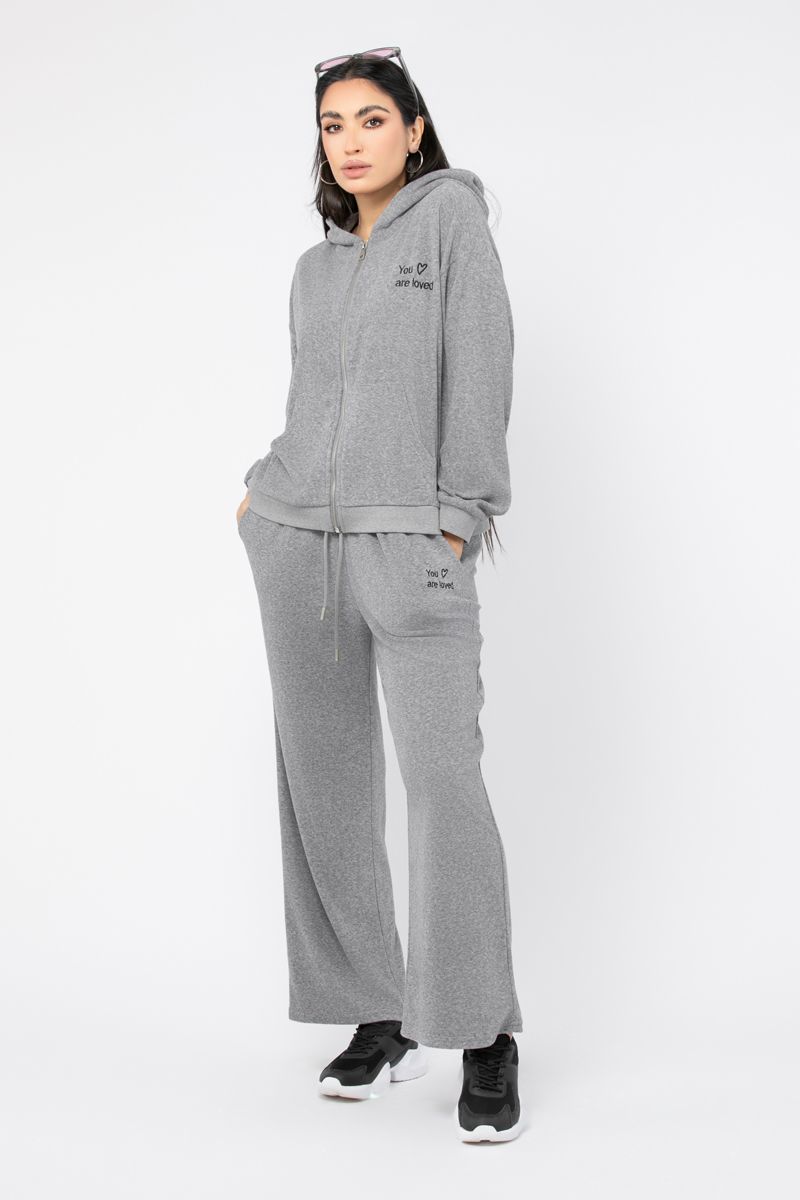 zip-through women hoodie with embroidery