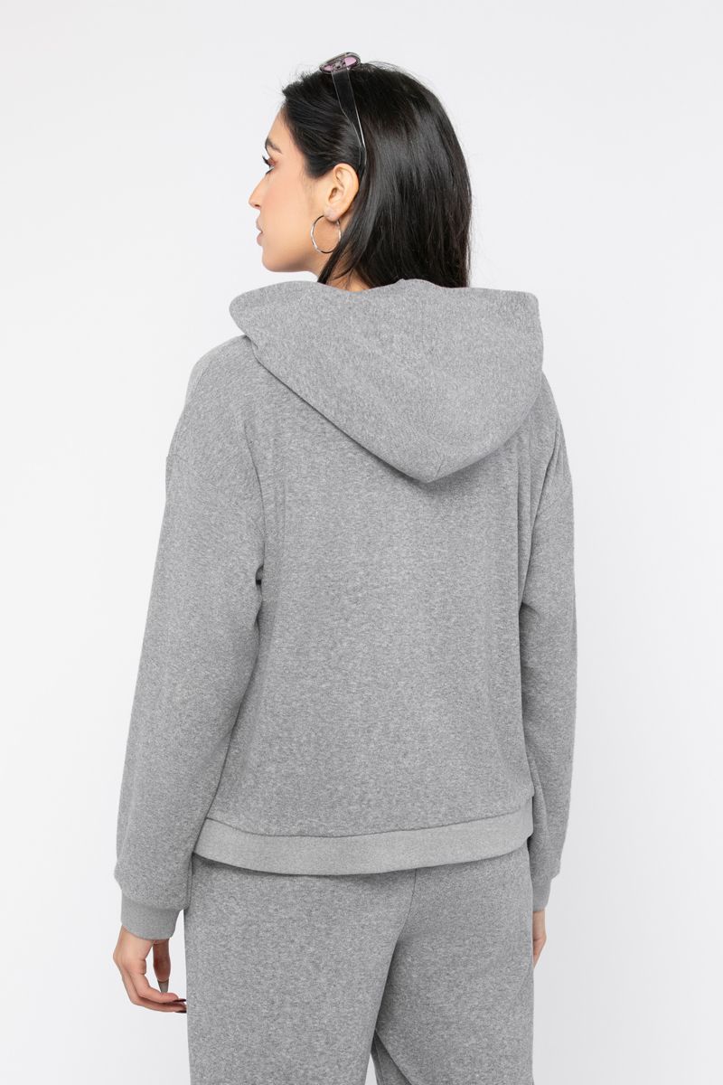 zip-through women hoodie with embroidery