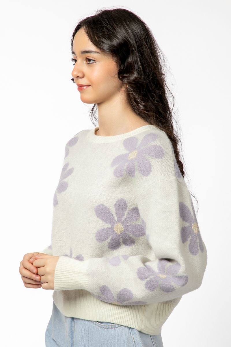 floral printed knitted women sweater