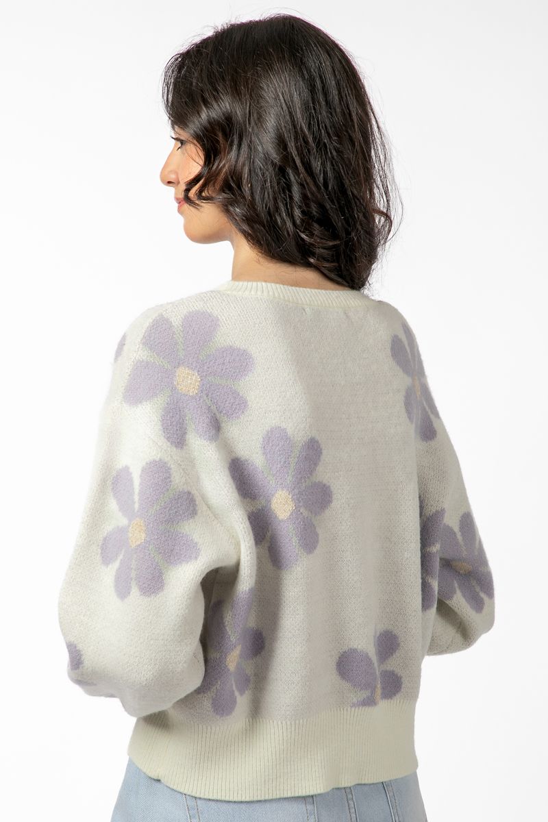 بلوفر نسائية محبوكة بطبعات موردة