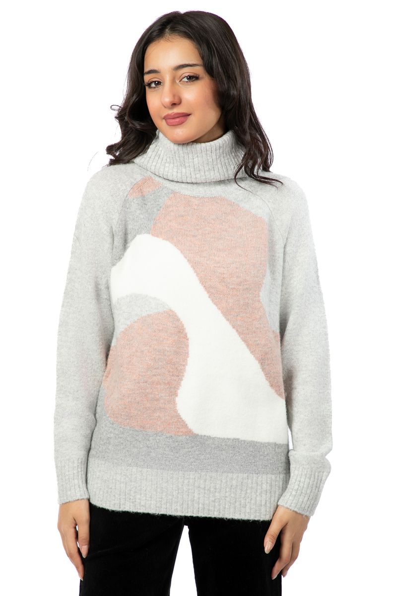 knitted women sweater with colored details