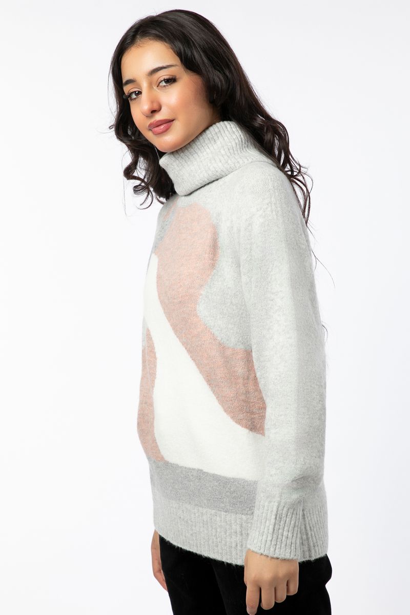 knitted women sweater with colored details