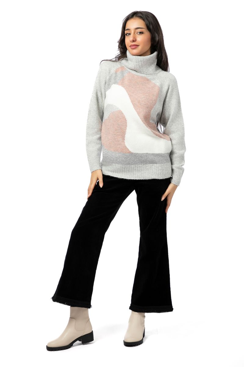 knitted women sweater with colored details
