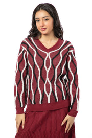 knitted women sweater with colored stripes