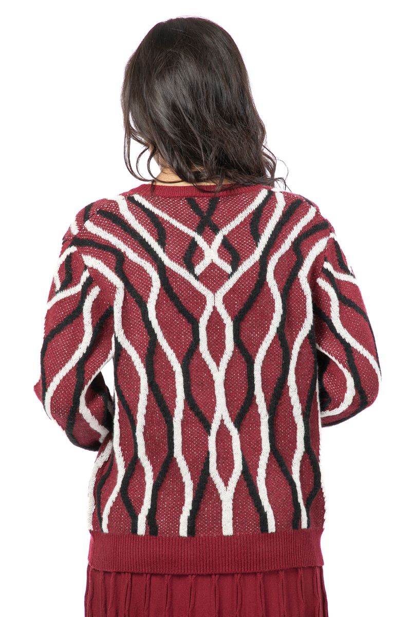 knitted women sweater with colored stripes