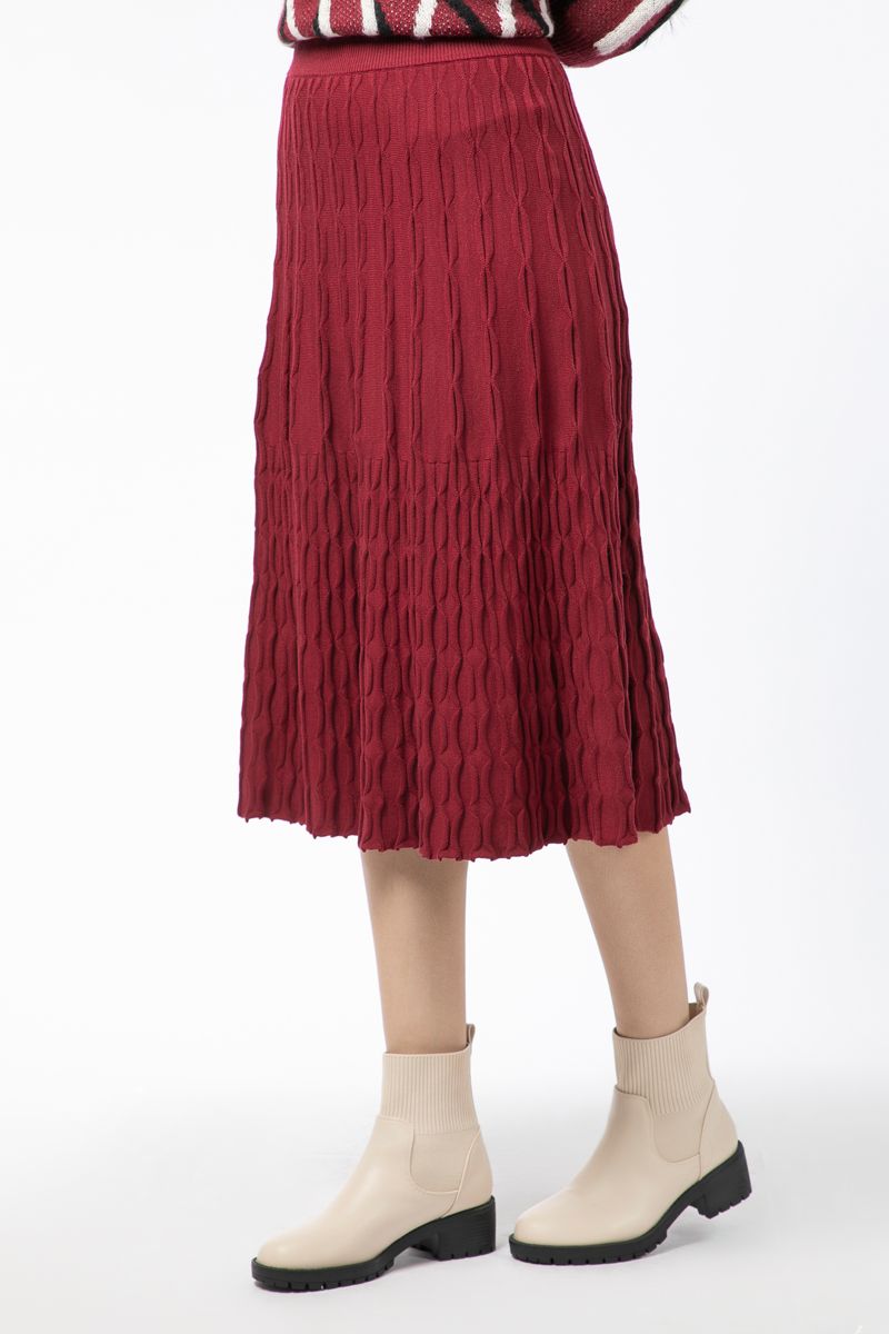 textured knitted women skirt
