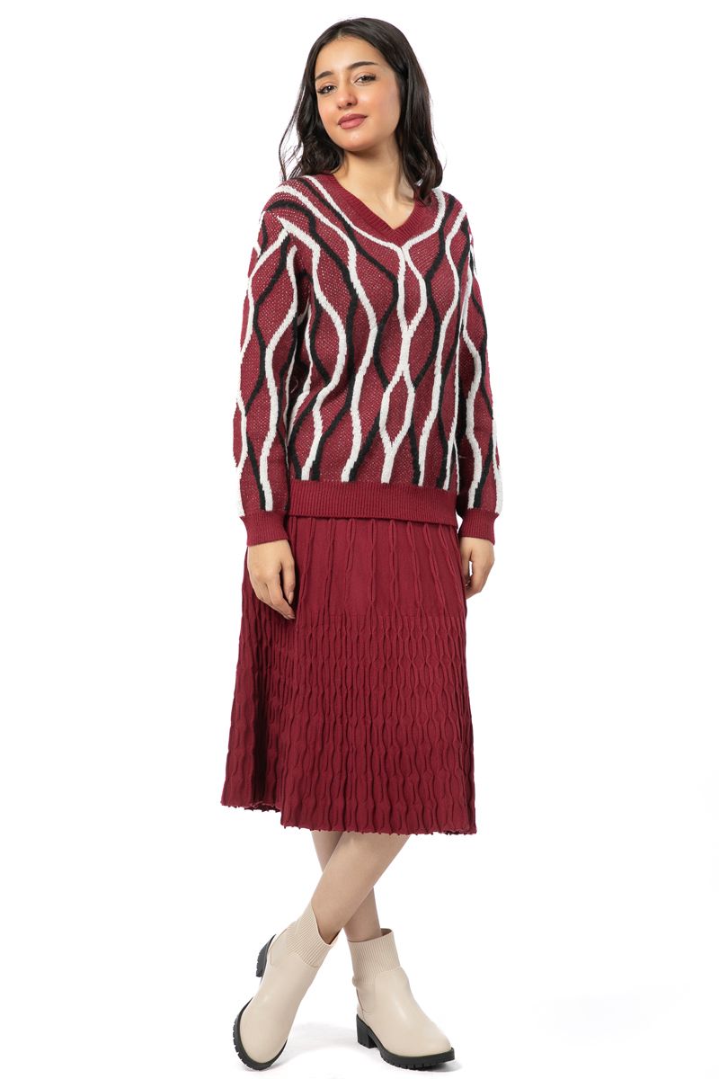 textured knitted women skirt