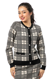 checkered women knitted cardigan