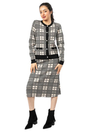 checkered knitted women skirt