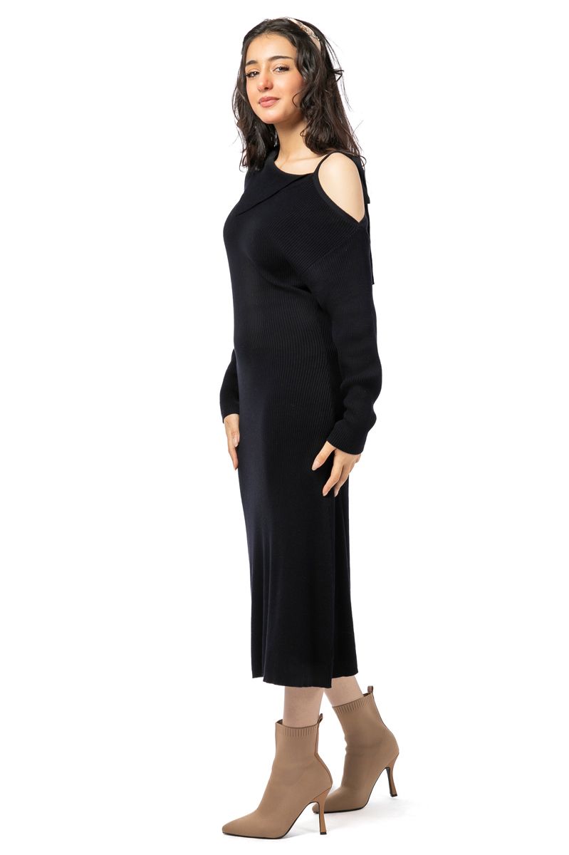 open shoulder knitted women dress