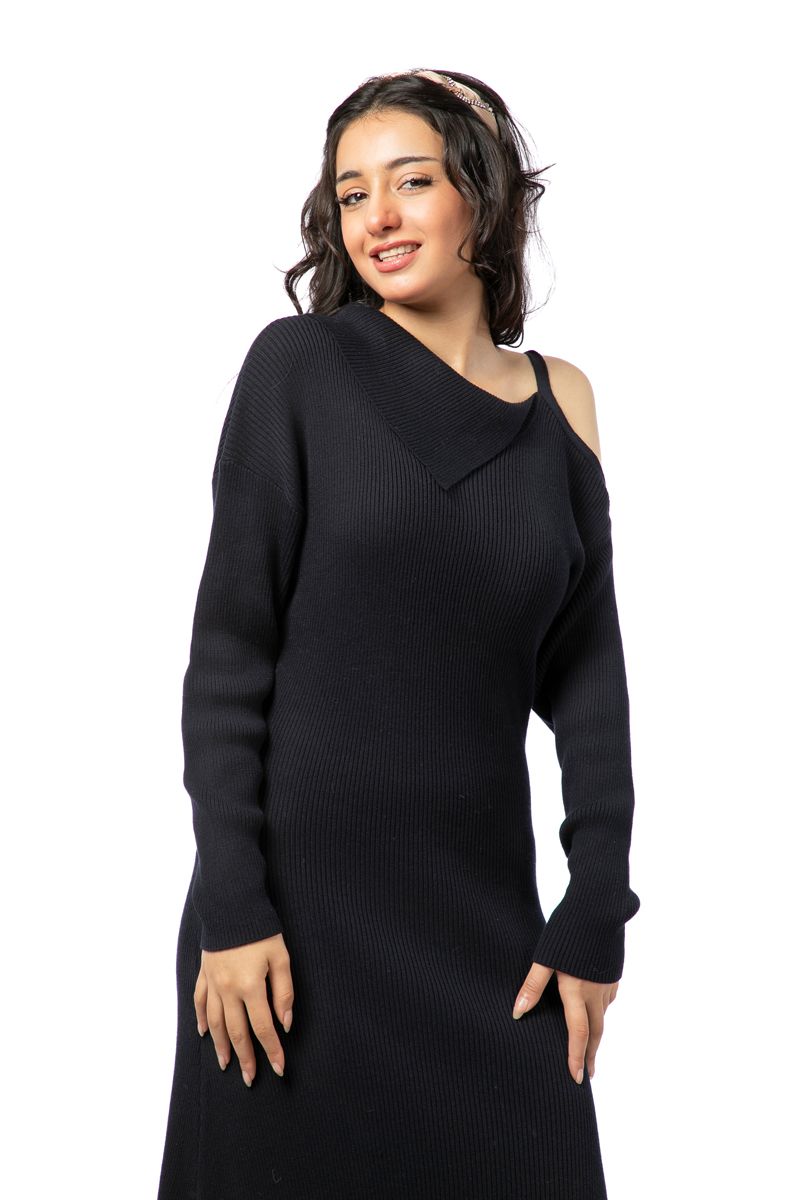 open shoulder knitted women dress