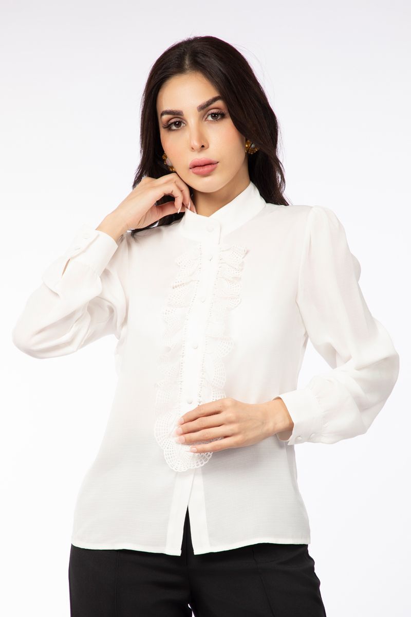 قميص نسائي بكشكش من الأمام