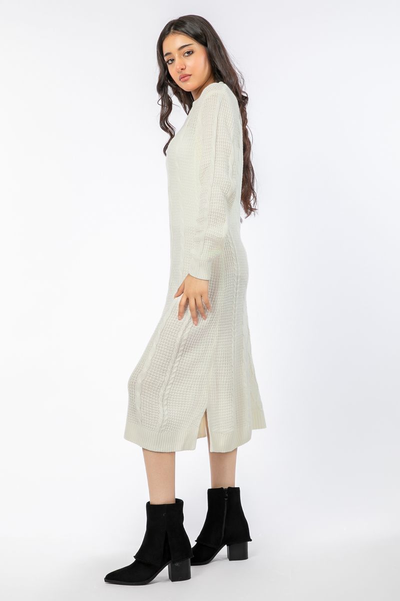 textured knitted women dress