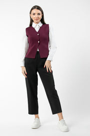 solid colored women knitted vest