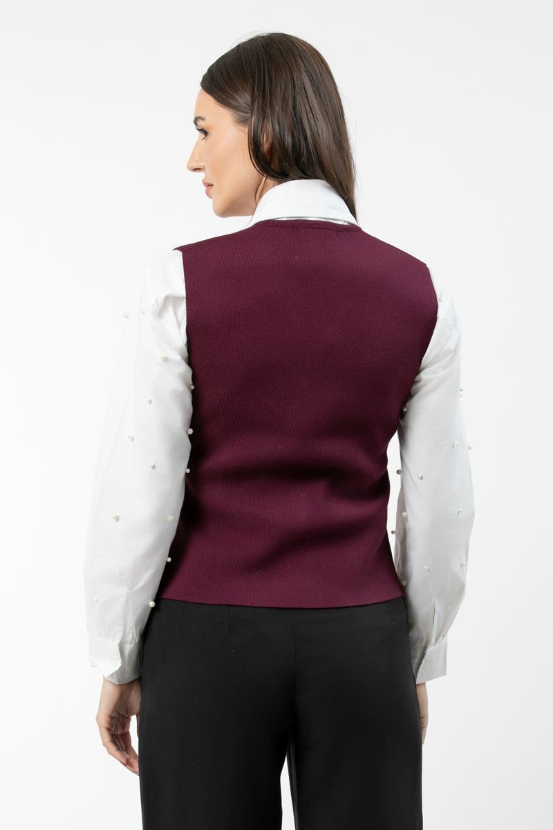 solid colored women knitted vest