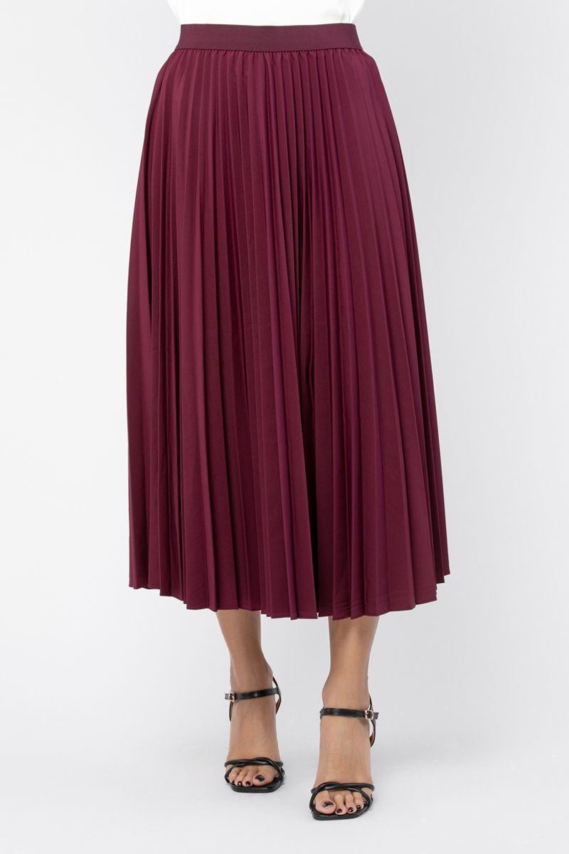 solid colored pleated women skirt