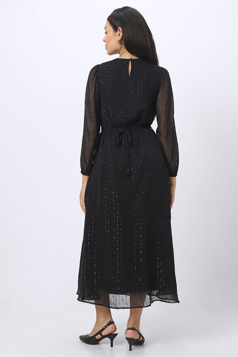 longline women dress with shiny threading texture