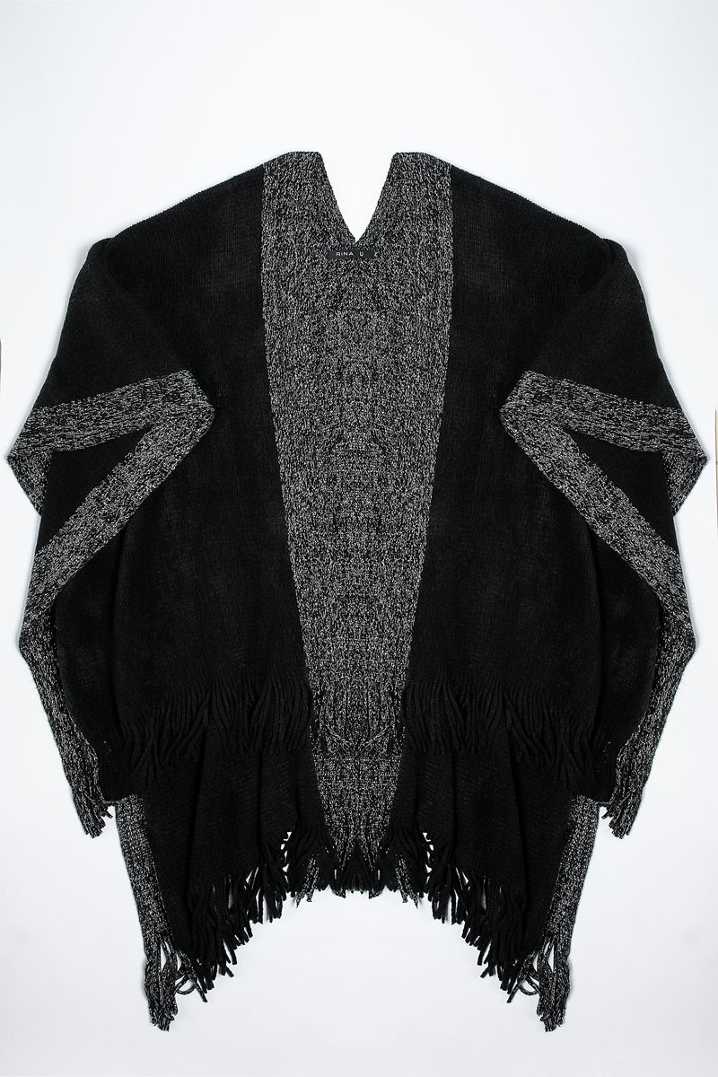 وشاح كتف بونشو نسائي متباين اللون