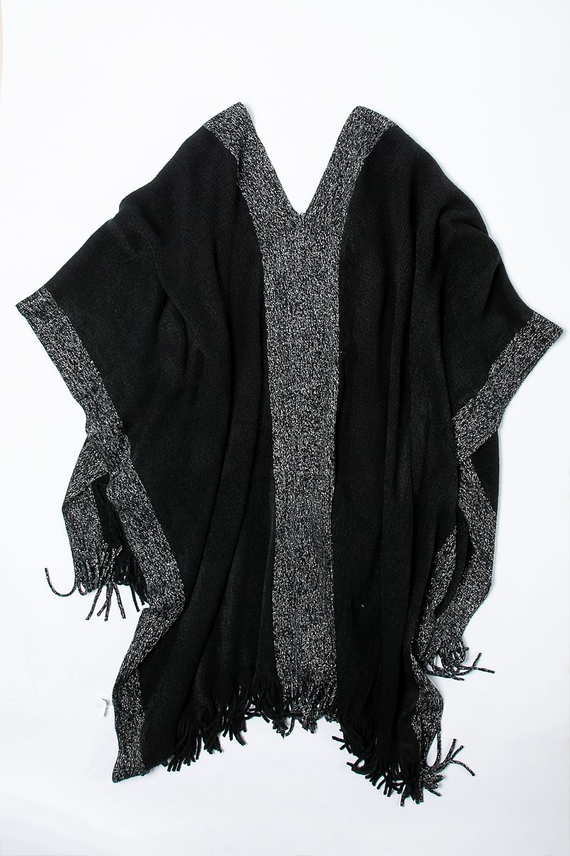 وشاح كتف بونشو نسائي متباين اللون